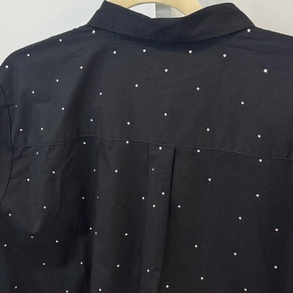 NWT J. Crew 3X Rhinestone modern button-down Black Cotton Lightweight CE968 - Picture 6 of 12